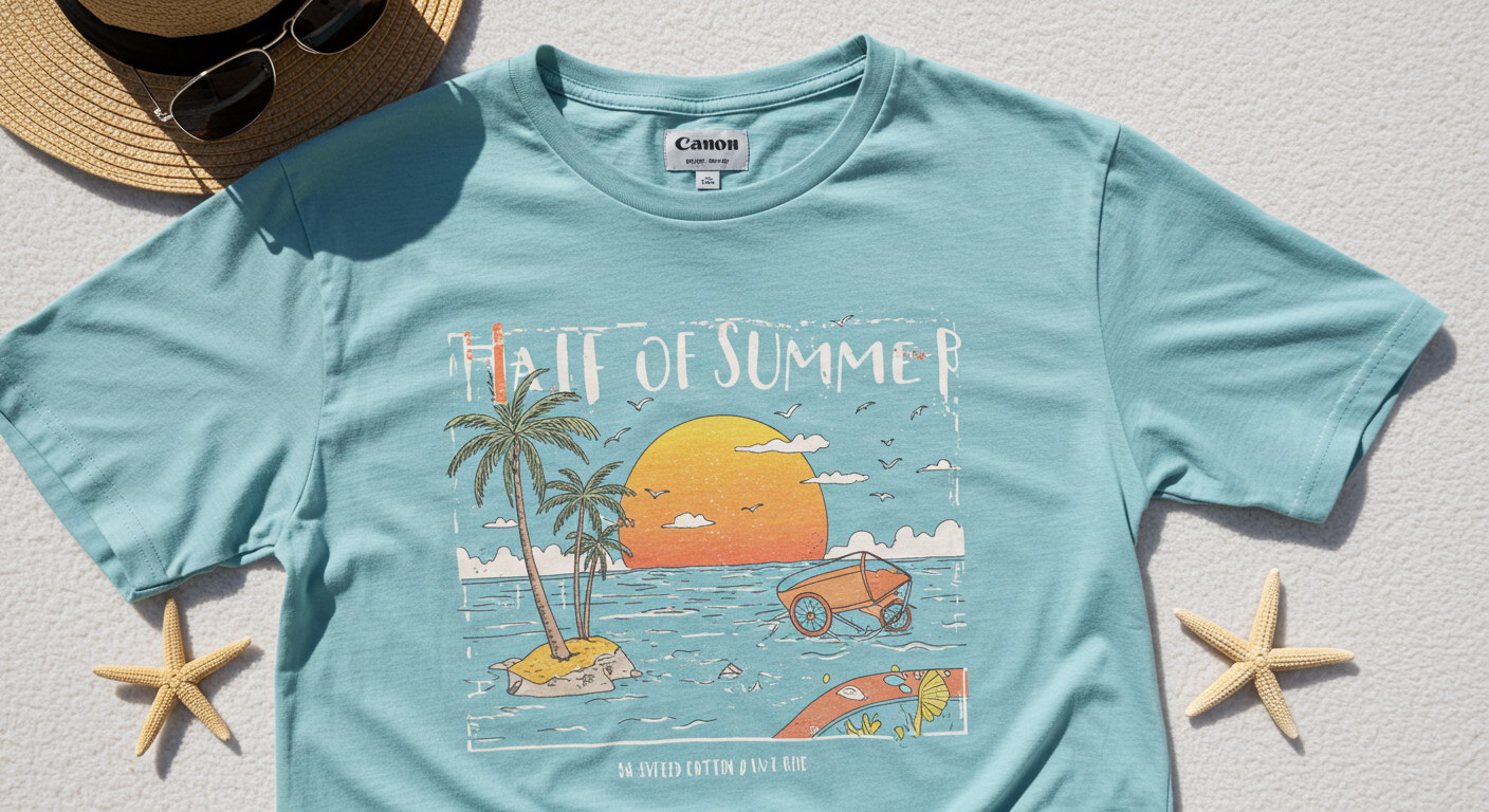 Half Of Summer" Printed Cotton T-Shirt – Chill Vibes | Unisex Fit
