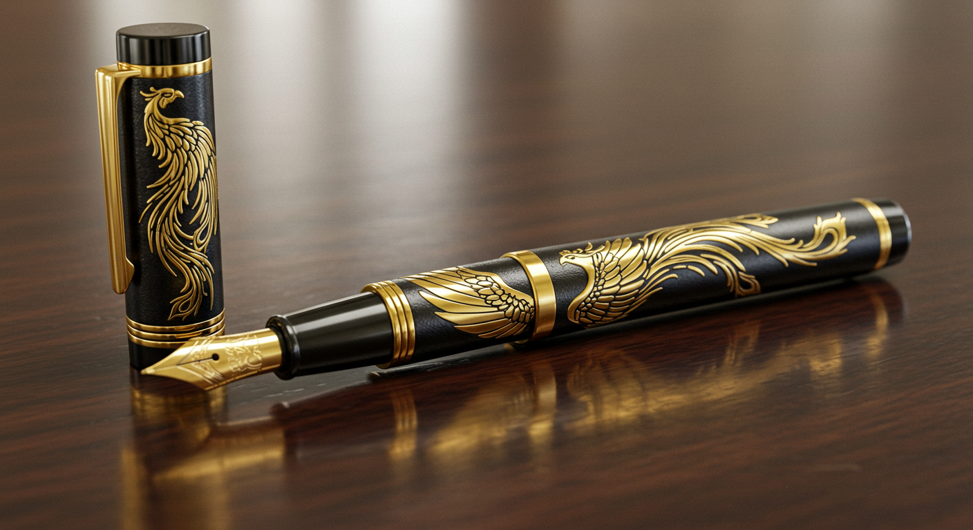 Gold Phoenix Black Metal Pen – Premium Executive Writing Tool