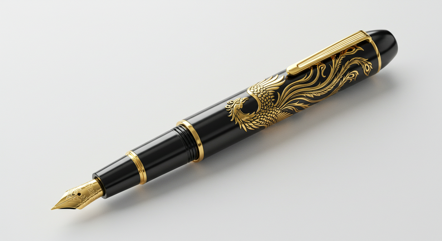 Gold Phoenix Black Metal Pen – Premium Executive Writing Tool