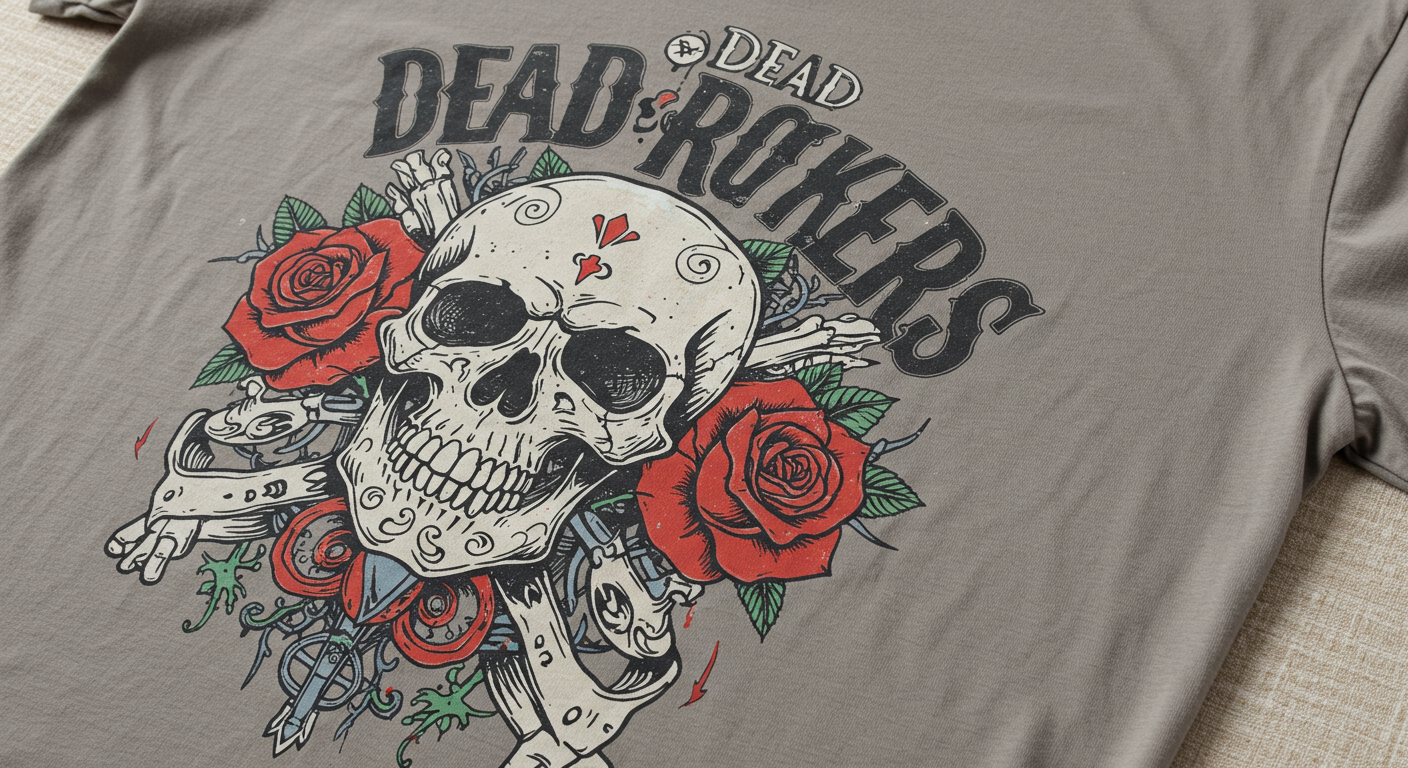 Dead Rockers" Printed Cotton T-Shirt – Vintage Rock Vibes | Unisex Tee