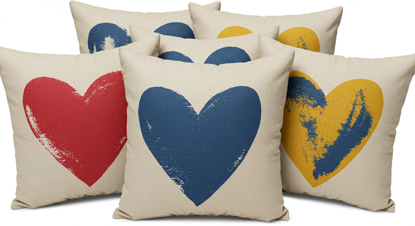 Heart Design Printed Cotton Pillow Covers – Set of 10 (Buy 5 Get 5 Free) | Romantic & Cozy