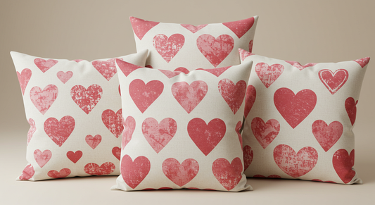 Heart Design Printed Cotton Pillow Covers – Set of 10 (Buy 5 Get 5 Free) | Romantic & Cozy